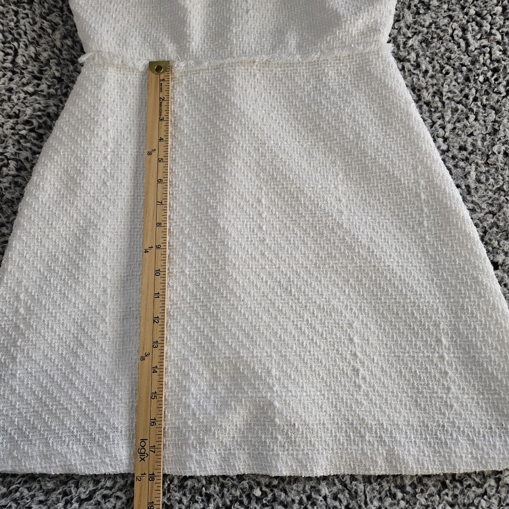CeCe White Mini Dress Sz 6 M Tweed Sleeveless Black Bow Neck Tie Graduation - Picture 12 of 13